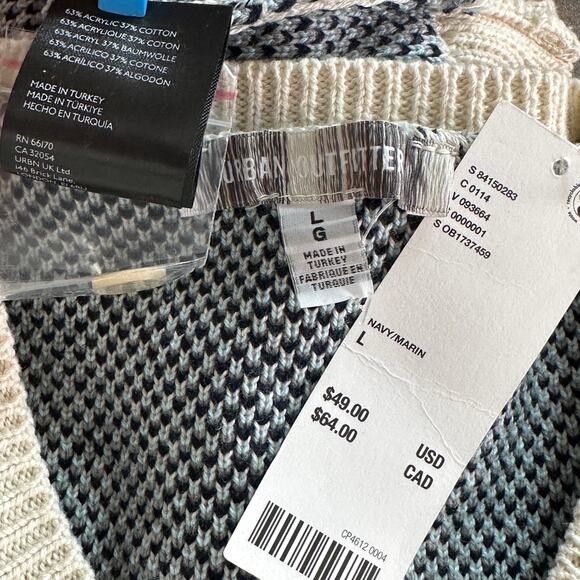 NWT Urban Outfitters Argyle Cardigan Vest Large Petite Cropped Blue Gray Preppy - Picture 6 of 8